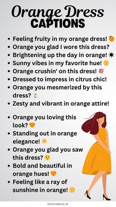 an orange dress with the words orange dress caption