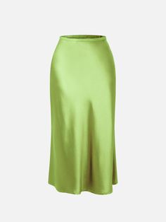 Chic Satin Maxi Skirt For Summer, Chic Summer Satin Maxi Skirt, Chic Stretch Satin Skirt, Elegant Solid Draped Skirt For Spring, Elegant Draped Skirt For Spring, Sleek Silk Summer Skirt, Elegant Solid Color Draped Skirt For Spring, Solid Color Flowy Draped Skirt For Spring, Chic Satin Maxi Skirt For Spring