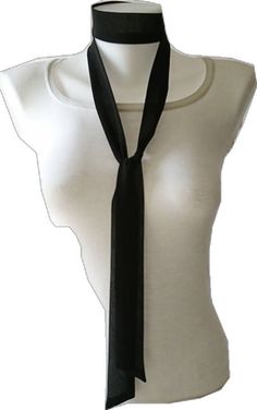 Black Neckwear With Ties For Parties, Black Standard Tie For Party, Black Tie For Party, Outfits With A Tie, Neck Tie Outfit, Neck Scarf Outfit, Scarf Neck Tie, Outfit With Tie, Scarf Aesthetic