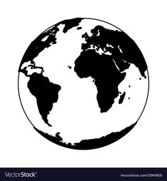 the earth in black and white on a white background