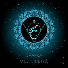 the chakraa symbol on a dark background with blue stars and circles around it