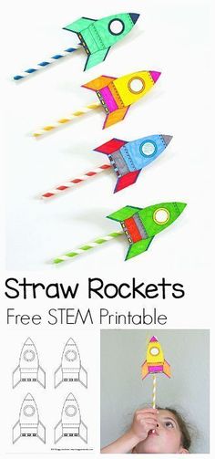 STEM Activity for Kids: How to Make Straw Rockets (w/ Free Rocket Template)- Fun for a science lesson, outdoor play activity, or unit on space! ~ BuggyandBuddy.com Straw Rockets, Rocket Template, Straw Rocket, Stem Activity For Kids, Kid Science, Play Activity, Science Lesson, Stem Activity, Space Activities