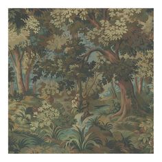 an image of a forest scene with deer and trees in the background by corbi