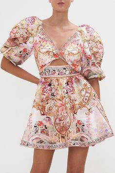 Puff Sleeve Mini Dress, Minnie Mouse Magic | CAMILLA AU – CAMILLA Couture, White Dress Pink Flowers, Mini Mouse Dress, Prints Inspiration, Dreams Really Do Come True, Camilla Dress, Minnie Mouse Dress, Puff Sleeve Mini Dress, Mini Dresses Online