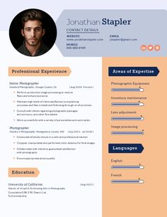 Photographer Resume Template  Visme Fashion Designer Resume, Photography Resume, Graphic Resume