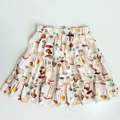 Cream Mushroom Forest Print Tiered Smocked Skater Skirt Size M Nwot 5-24 Cottagecore Fairy Forest Grunge Forest Grunge, Mushroom Forest, Fairy Forest, Cottagecore Fairy, Forest Print, Creamed Mushrooms, Dolls Kill, Skater Skirt, Printer