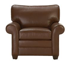 a brown leather chair on a white background