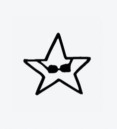 a black and white image of a star with glasses on it's face, against a white background