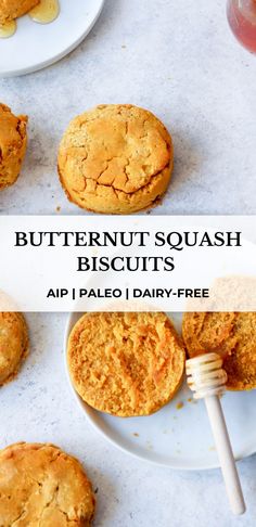 butternut squash biscuits on a plate with a bite taken out