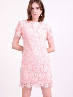 "This lace shift dress will make you look sophisticated in such an effortless way. It's cut from intricate cotton-blend lace in a slightly loose fit and has beautiful crocheted trims along the sleeve and skirt hemline. The back keyhole opening adds a feminine touch and the tonal satin lining ensures coverage. Complete the look with lace-up sandals or pumps.  - Designed for a regular fit  - Coral pink floral cotton-blend lace (*Can be customized in LILAC GRAY, WHITE and BLACK lace upon request*) Lilac Gray, Lilac Grey, Lace Shift Dress, Lace Up Sandals, Coral Pink, Dress Clothes For Women, Floral Lace, Pink Floral, Shift Dress