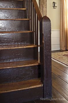 an old wooden staircase in a home