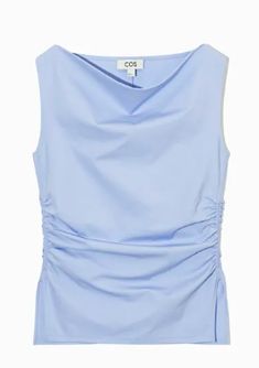 Corset Fashion Outfits, Cos Tops, Light Blue Top, Cowl Dress, Cut Sweatshirts, Top Outfit, Woman Silhouette, Elegant Outfit, Wide Leg Trousers