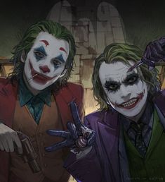 two jokers are standing next to each other