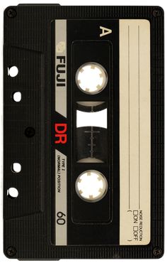 an old black and white cassette with the word ful on it's side