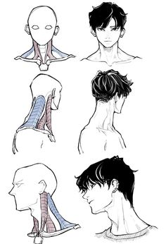 four different views of the back of a man's head, neck and shoulders