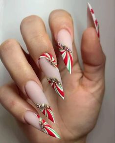 Christmas Stilleto Nail, Christmas Stilleto Nails Designs, Thanksgiving Nails Stiletto, Stiletto Christmas Nails, Saving Plans, Xmas Nail Art, Holiday Nail