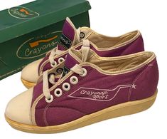 Vintage 70s/80s Crayons Girls/Woman’s Shoes Size 6 Purple Crayon’s Sport *RARE… I’m assuming these are somewhat rare, I haven’t seen any one listed these. It’s kinda like a converse sneaker. I deff wouldn’t wear these for display only. See all photos. I think these are new but the glue has ran. It has some spots esc. Size 6 in woman’s. If you have any questions please send me a message! Thanks for looking at my listing! 80s Shoes Women, 70s Sneakers, Shoes 70s, Shoes 80s, 70s Shoes, 80s Shoes, Purple Crayon, 80's Fashion, Oc Challenge