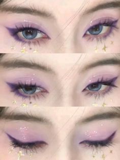 Makeup Looks For Pale Skin And Blue Eyes, Cbeauty Makeup, Purple Douyin Makeup, Kpop Inspired Makeup, Kpop Makeup Looks, Eye Makeup Inspo, Spring Eye Makeup, Asian Makeup Looks, Pretty Eye Makeup