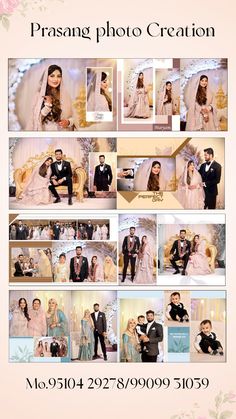 the wedding photo collage is shown with many different pictures