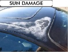 the sun damage is visible on this car's windshield