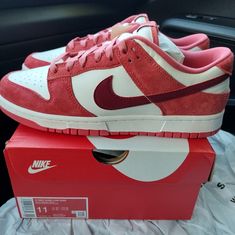 Nike Dunk Low " Valentines Day " Women's Size - 11 Original Everything New Release 01/29/24 Color Way : White / Team Red - Adobe Blanc Style Code : Fq7056 100 Women's Size 11 - Men's 9.5 Uk: 8.5 Br: 41 Cm: 28 Eur: 43 Jordan 1 Retro Valentines Day, Nike Valentine Dunks, Red Sneakers Nike, Nike Valentines Day Shoes 2022, Heart Dunks Shoes, Sneakers Fashion Aesthetic, Valentine’s Day Nike Shoes, Dunk Low Valentines Day, Nike Dunk Low Valentines Day