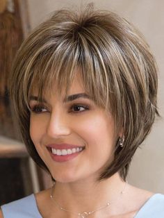 Multicolor  Collar  High Temperature Fiber  Bangs Wig Embellished   Wigs & Accs Choppy Bob With Bangs, Choppy Hairstyles, Dunner Wordend Haar, Bangs Wig, Choppy Bob, Spiked Hair, Layered Bob Hairstyles, Short Hairstyles For Thick Hair, Short Hair Wigs