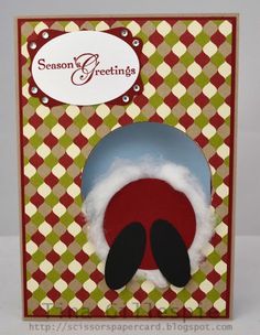 Peekaboo Cards, Santa Punch, Today's Inspiration, Christmas Cards 2017, Punch Art Cards, Santa Card, Santa Cards, Cardmaking Ideas