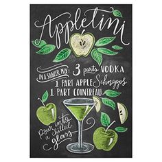 an apple martini recipe on a chalkboard