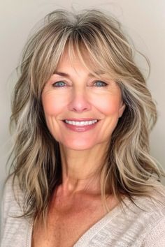 30 Chic Hairstyles for Women Over 60 With Bangs - The Hairstyle Edit Shag With Fringe, Hair Color Blonde Highlights, Age Is Just A Number, Layered Haircuts For Medium Hair