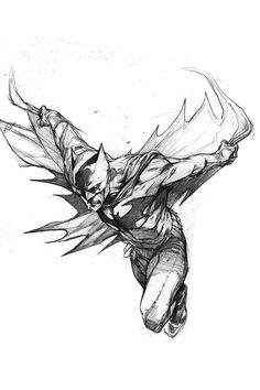 a drawing of batman flying through the air