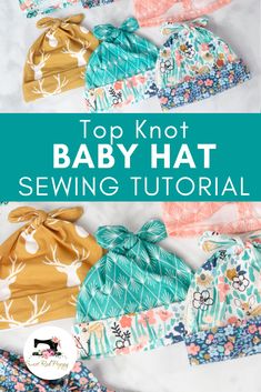 the top knot baby hat sewing pattern is shown