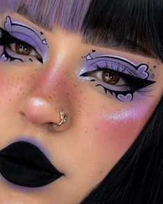 Anime Inspired Drawings, Alt Makeup Colorful, Artistic Eye Makeup Creative, Bright Color Makeup Looks, Makeup Looks Art, Makeup Looks Artistic, Cute Makeup Looks Colorful, Lovecore Makeup, Artistic Makeup Ideas