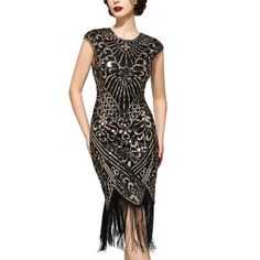 PRICES MAY VARY. Material: This great gatsby dresses for women is crafted from polyester and soft mesh fabric, embellished with fringes, beads and sequins, comfortable and fancy 1920s Great Gatsby Dresses Size: S = US 2-4, M = US 6-8, L = US 10-12, XL = US 12-14. SWEETV has provided the Body Measurements and Product Measurement Table to help you choose the code nuber that suits you,depending on your body type and dressing habits Elegant Design: The Gatsby-inspired 1920s cocktail dress features a Fitted Sequin Flapper Dress For Banquet, Fitted Gatsby Style Dress, Fitted Gatsby Style Dresses For Party Season, Elegant Fitted Flapper Dress For Banquet, Fitted Art Deco Flapper Dress For Party Season, Black Art Deco Summer Dresses, Black And Gold 1920s Dress, Fitted Knee-length Flapper Dress For Evening, Art Deco Fitted Sequin Dress