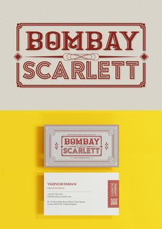 some type of business card with the word bomb bay scarlett on it