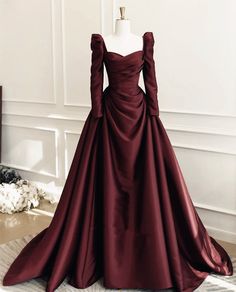 Burgundy Prom, Classy Gowns, Modest Dresses Casual, Burgundy Prom Dress, Dark Burgundy