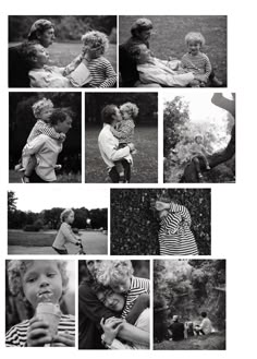 black and white photos of children playing in the park with their mom, dad and baby