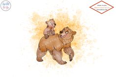 an image of two bears riding on the back of each other's back legs