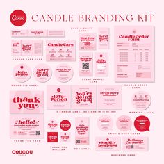 a pink and red branding kit for candle brand