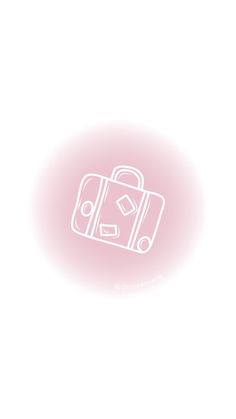 a pink and white drawing of a suitcase