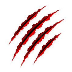 the claws of an animal that is red and black are shown in this graphic style