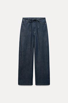 FLOWY FAUX DENIM PANTS - Navy blue | ZARA United States Mid Waist Jeans, Blouse Pants, Jeans Rock, Sweaters And Jeans