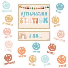 Affirmation Station Retro Classroom Decor by UPRINT Retro Classroom Theme, Groovy Classroom, Retro Classroom, Affirmation Station, Classroom Accessories, Dream Classroom, Birthday Bulletin