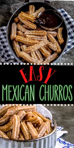 mexican churros in a pan with the title above it