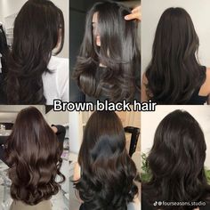 Brown Black Hair Color, Best Haircuts For Women, Brown Black Hair, Long Shiny Hair, Dark Brunette Hair, Brown Hair Looks, Brown Hair Inspo, Hair Tint, Best Haircuts