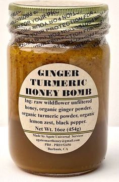 ginger tumeric honey bomb in a glass jar