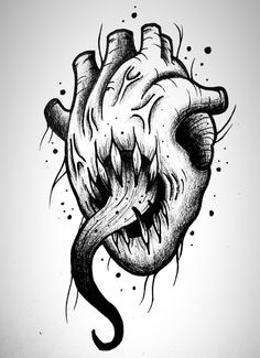 a drawing of a heart with the letter s on it