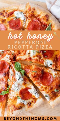 hot honey pepperoni ricotta pizza recipe Honey Pizza, Ricotta Pizza, Spicy Pizza, Pizza Wraps, Pizza Lunch, Pizza Appetizers, Leftover Pizza, Homemade Pizza Dough