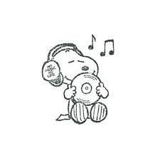 a black and white drawing of a cartoon character holding a ball with music notes in the background