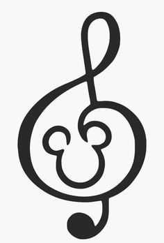 a black and white image of a musical note with a smiley face on it's side