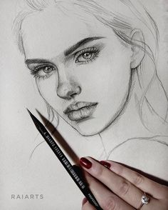 a pencil drawing of a woman's face